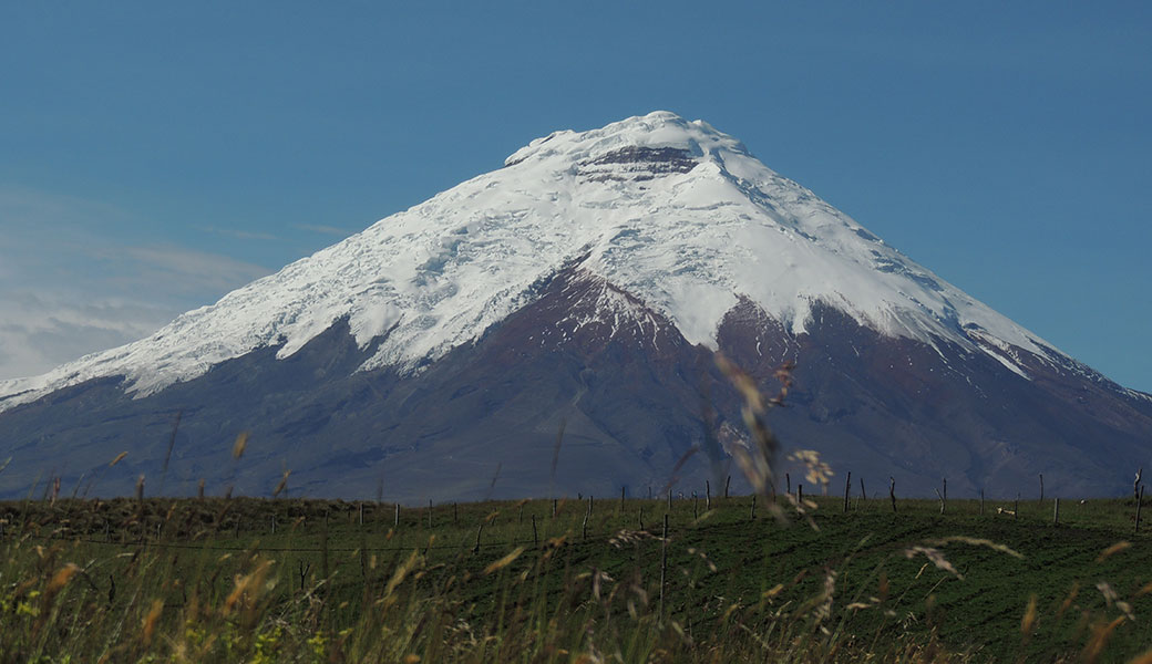 Snow capped summit with glaciers of Cotopaxi Volcano, Ecuador